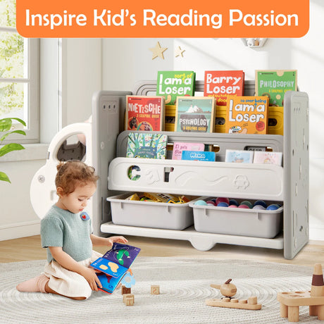 Kids Toy Storage and Bookshelf Car Themed Toy Storage Cabinet
