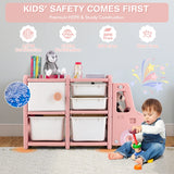 Truck-shaped Toddler Storage Cabinet with Bins & Drawers Pink
