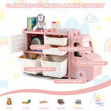 Truck-shaped Toddler Storage Cabinet with Bins & Drawers Pink
