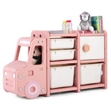 Truck-shaped Toddler Storage Cabinet with Bins & Drawers Pink