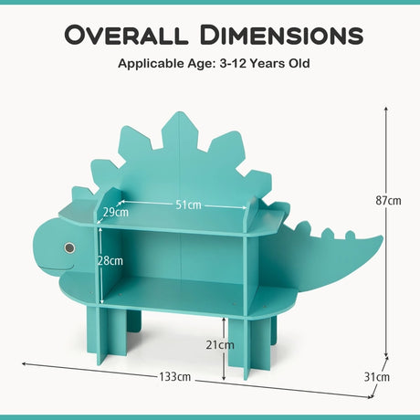 Kids Bookcase Shelf Toy Storage Organizer with Open Storage Shelves-Dinosaur