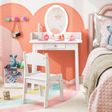 Kids Vanity Set with Lighted Mirror-White