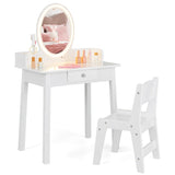 Kids Vanity Set with Lighted Mirror-White