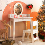 Kids Vanity Set with Lighted Mirror-White
