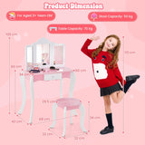 Kids Vanity Set with 3-Panel Acrylic Mirror and Storage Drawer-White