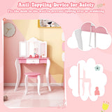 Kids Vanity Set with 3-Panel Acrylic Mirror and Storage Drawer-White