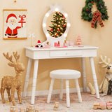 Kids Vanity Set with Lighted Mirror and Adjustable Brightness for Kids Aged 3-7 Years Old-White