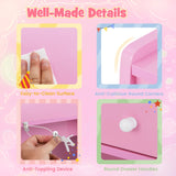 Kids Vanity Set with Mirror Princess Makeup Dressing Desk and Chair Set with Mirror-Pink