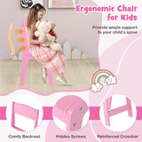 Kids Vanity Table and Chair Set with Removable Mirrors and 4 Storage Bins-Pink