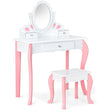 Kids Vanity Table and Chair Set with Detachable Rotatable Mirror-White