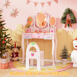 2-in-1 Kids Vanity Table and Chair Set-White