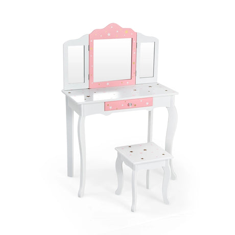 Children&#39;s dressing table with a three-part mirror