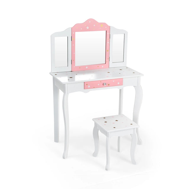 Children&#39;s dressing table with a three-part mirror