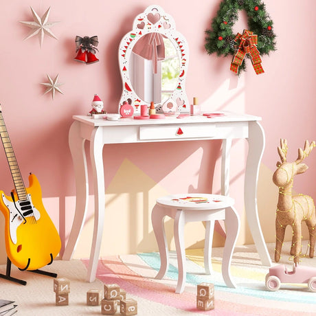 2-in-1 Kids Vanity Set with Mirror and Drawer