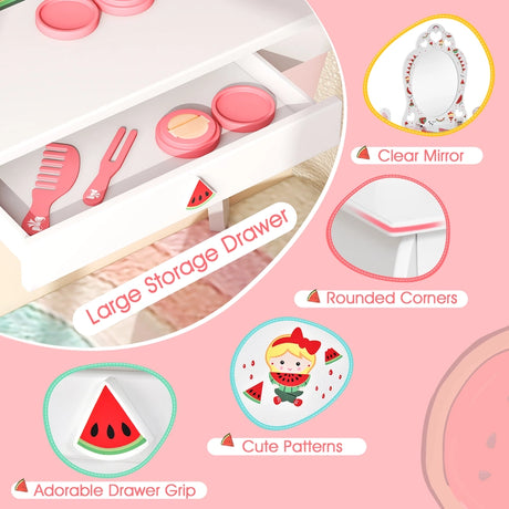 2-in-1 Kids Vanity Set with Mirror and Drawer