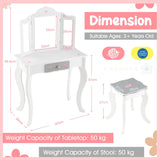 Kids Vanity Set with Tri-folding Mirror-White