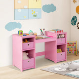 2-in-1 Princess Makeup Vanity Desk with Removable Mirrors-Pink