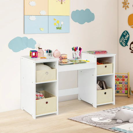 2-in-1 Princess Makeup Vanity Desk with Removable Mirrors-White