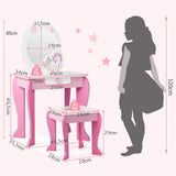 Children&#39;s wooden dressing table with stool &amp; removable mirror &amp; drawer pink