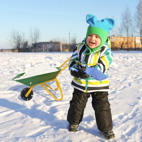 Kids Metal Wheelbarrow with Non-Slip Handle for Toddlers Green