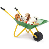 Kids Metal Wheelbarrow with Non-Slip Handle for Toddlers Green