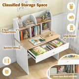 Kids Wooden Study Desk with Hutch and Drawer