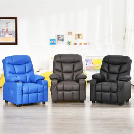PU Leather Recliner with Cup Holder for Kids
