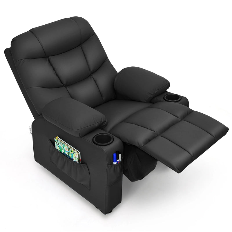 PU Leather Recliner with Cup Holder for Kids