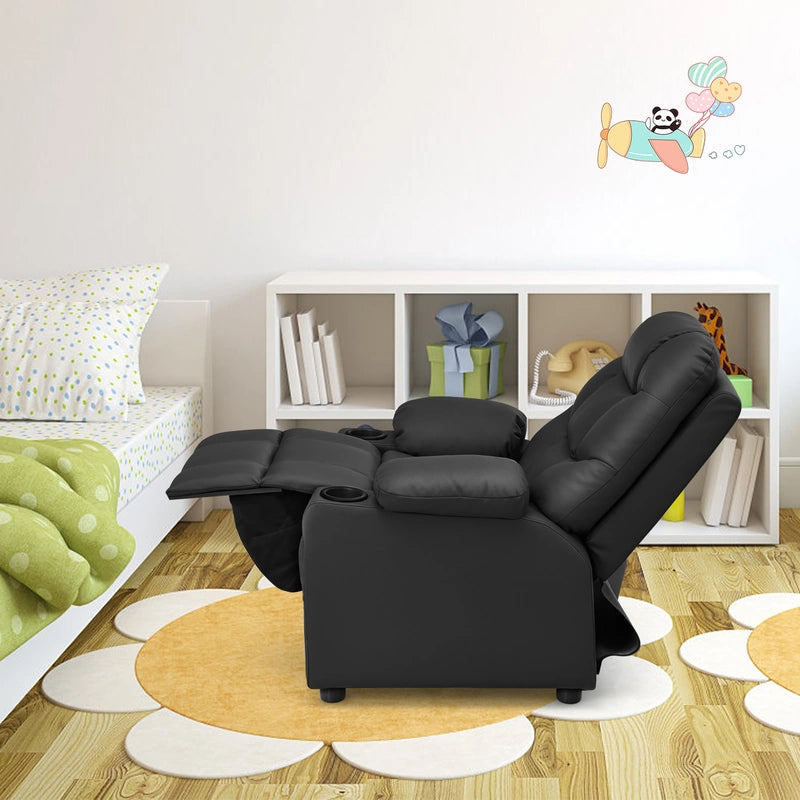 PU Leather Recliner with Cup Holder for Kids