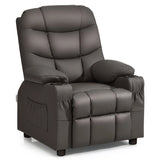PU Leather Kids Recliner Chair with Cup Holders and Side Pockets-Brown