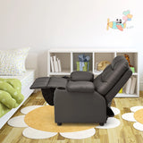 PU Leather Kids Recliner Chair with Cup Holders and Side Pockets-Brown