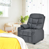 PU Leather Kids Recliner Chair with Cup Holders and Side Pockets-Gray