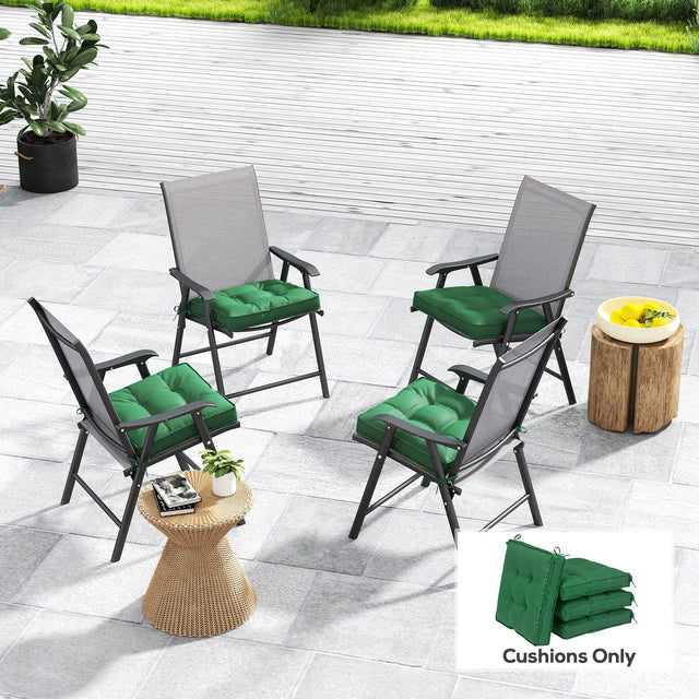 Outsunny Set of 4 42 x 42cm Outdoor Seat Cushions - Green