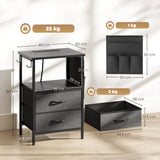 HOMCOM Bedside Table with Charging Station - Black