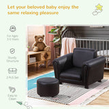 HOMCOM Toddler Chair Single Seater Kids Sofa Set, 54 x 42 x 41cm, Kids Sofa with Stool, Black