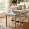 HOMCOM Vintage Foot Stool, Tufted Square Footrest with Wood Legs, Light Grey