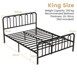 Double/King Size Metal Bed Frame with Headboard and Footboard-King Size