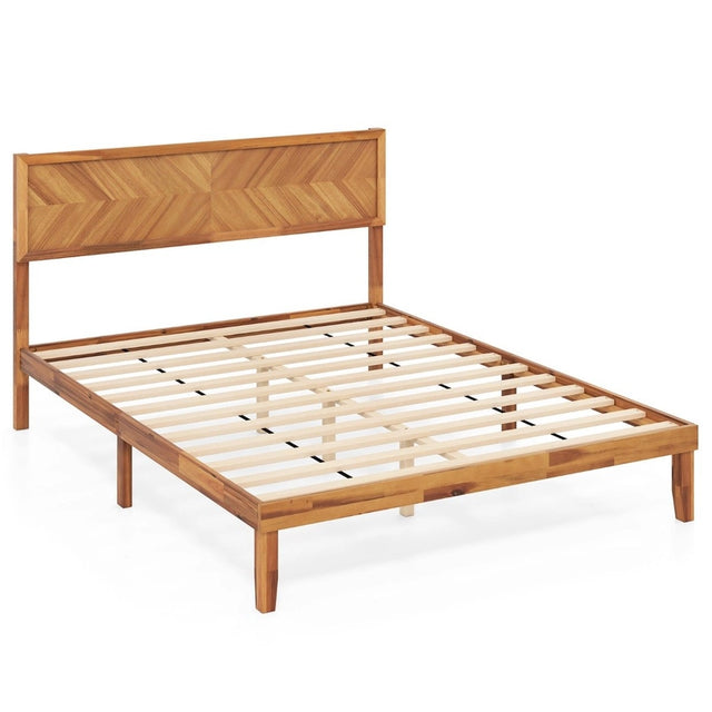 Twin/Full/Queen Size Bed Frame with Headboard and Storage Space-Queen Size