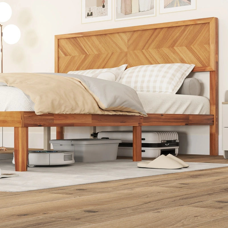 Twin/Full/Queen Size Bed Frame with Headboard and Storage Space-Queen Size