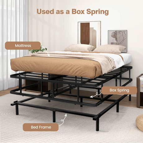 Queen Size Bed Frame with Metal Slat Support