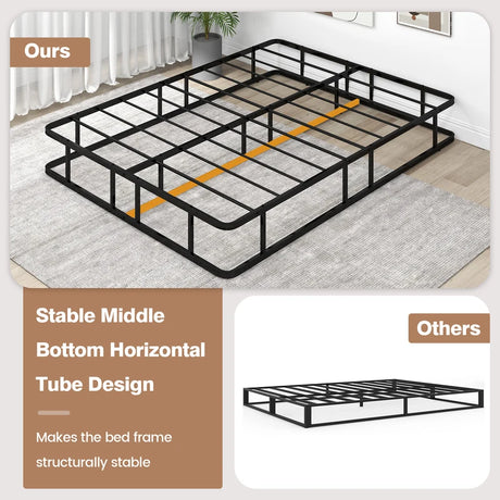 Queen Size Bed Frame with Metal Slat Support
