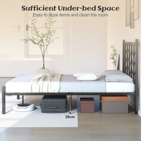 Queen Size Platform Bed with Headboard and Metal Frame-Queen Size