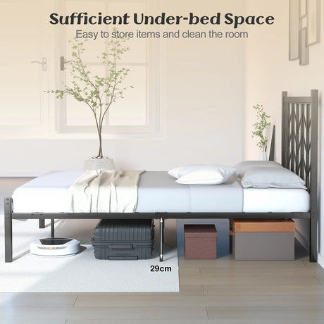 Queen Size Platform Bed with Headboard and Metal Frame-Queen Size