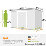 Outsunny 9ft x 4ft Metal Garden Shed, Outdoor Tool House with Foundation Kit, Ventilations and Double Doors, Light Green