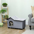 PawHut Outdoor Cat House, Weatherproof Feral Cat Cave with Elevated Base and Cushion for Winter, Grey
