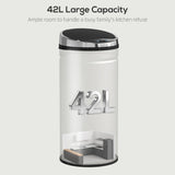 HOMCOM 42L Stainless Steel Sensor Bin - Silver Tone