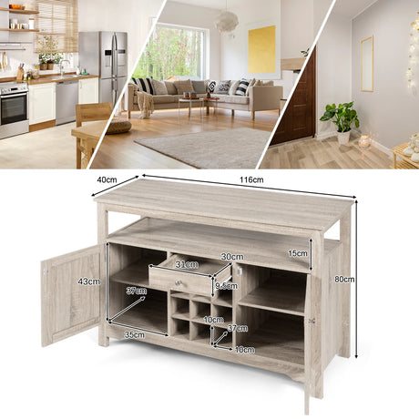 Buffet Server Sideboard Wine Cabinet Console-Gray
