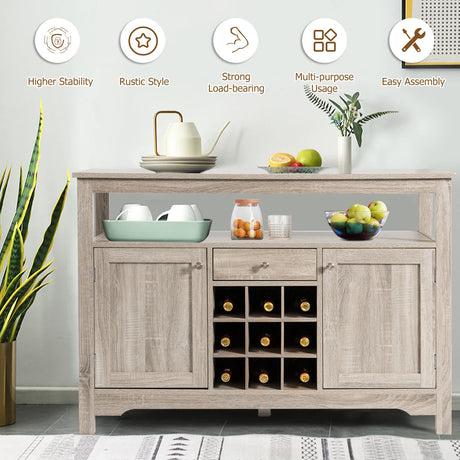 Buffet Server Sideboard Wine Cabinet Console-Gray