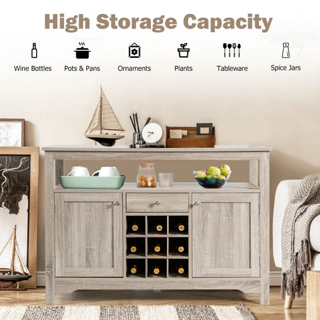 Buffet Server Sideboard Wine Cabinet Console-Gray