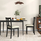Kitchen Dining Chair with Linen Fabric and Storage Space-Black